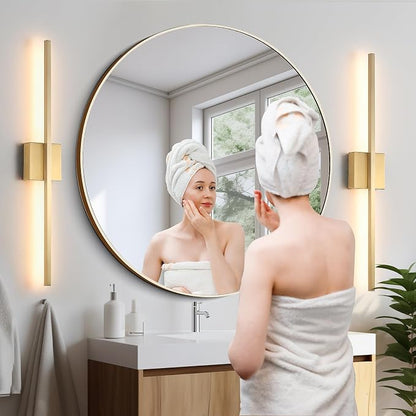 Gold Wall Sconces Set of Two LED Hardwired Dimmable Bedroom | Wall Sconce,Gold Wall Sconce for Bathroom, Living Room, Bedroom, Hardwired 3000K 28 Inch (2 Pack)