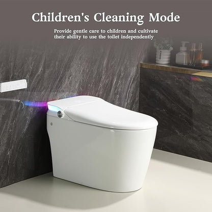 Vipbear Smart Toilet with Bidet Built in, Bidet Toilet with Heated Seat and Night Light, Modern Tankless Toilet for Bathroom, One Piece Toilets with Auto Soft Close, Deodorization, Dryer, Foot Sensor