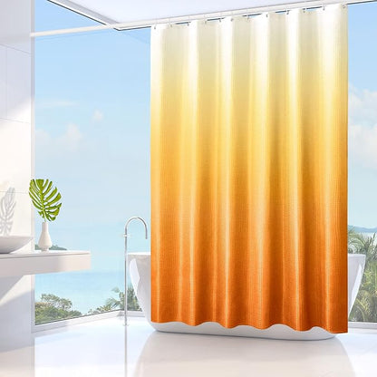Orange Ombre Fabric Shower Curtain for Bath Decor, 72 x 72 | Orange Gradient Fabric Shower Curtain, Cloth-Textured Bathroom Curtains Shower Set, Water Repellent and Machine Washable