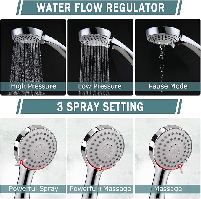 Filtered Shower Head with Handheld, High Pressure Rainfall Shower Head | Filter for Hard Water, Removes Chlorine & Impurities, 60'' Hose, Adjustable Holder, Chrome Finish (Silver)