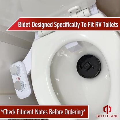 Beech Lane RV Bidet, Fits Most RV Toilets, Self Cleaning Adjustable Spray, Easy Install and Non-Electric, Prevents Toilet Paper Buildup in Black Tank, Included Metal Mounting Hardware and Hose