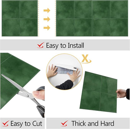 Peel and Stick Backsplash for Kitchen: Self Adhesive Wall Tiles for Bathroom - Vinyl Thick Back Splash Tile (10, Square Green)