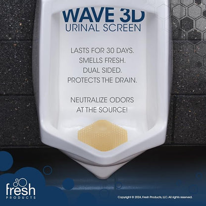 Fresh Products Wave 3D Urinal Screen Deodorizer, Summer Sunshine, 10 packs | Anti-Splash Shield For Men Bathroom, 30-Day Odor Control With Beneficial Bacteria, Easy Double-Sided Install, Made In USA