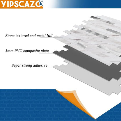 Yipscazo 2026 New Upgrade Peel and Stick Backsplash, Stick on Backsplash Tiles for Kitchen, Bathroom, Fireplace (20 Sheets, Bright Carla White)
