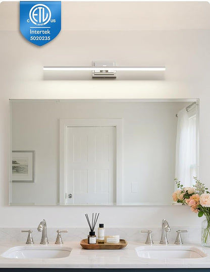 31.5 Inch Modern Bathroom Light Fixture, 18W 5CCT Dimmable LED Chrome Bathroom Vanity Lights Over Mirror, Vanity Lights for Bathrooms Restroom Mirror- ETL Certified