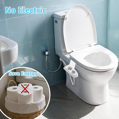 Bidet Toilet Attachment,Non-Electric 3 Wash Modes, Adjustable Water Pressure, Cold Water, White