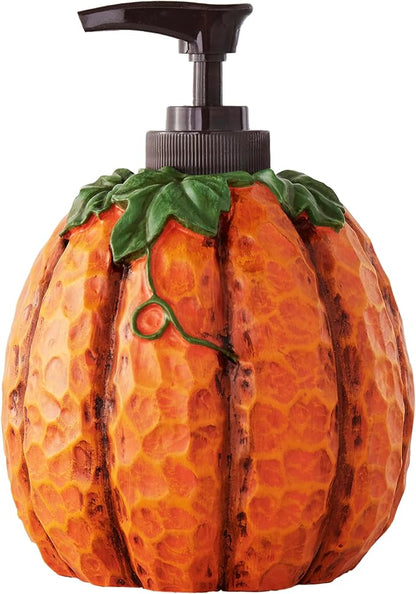 SKL Home Fall/Thanksgiving Harvest Bounty Soap/Lotion Dispenser, Orange | Can be used in the bathroom, kitchen, bar or any sink space. Coordinates with SKL Home Fall & Thanksgiving hand towels.