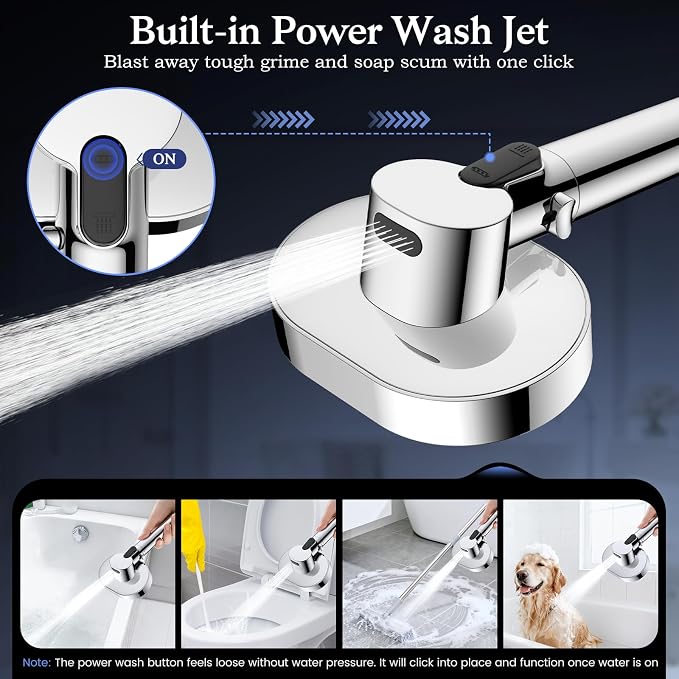 Filtered Shower Head with Handheld,High Pressure 4 Mode Shower with Filters | 6’’ Panel Shower Heads, Remove Chlorine & Reduce Dry Itchy Skin, Anti-clog Nozzles for Hard Water, Power Wash Showerhead