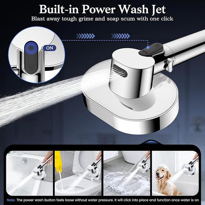 Filtered Shower Head with Handheld,High Pressure 4 Mode Shower with Filters | 6’’ Panel Shower Heads, Remove Chlorine & Reduce Dry Itchy Skin, Anti-clog Nozzles for Hard Water, Power Wash Showerhead