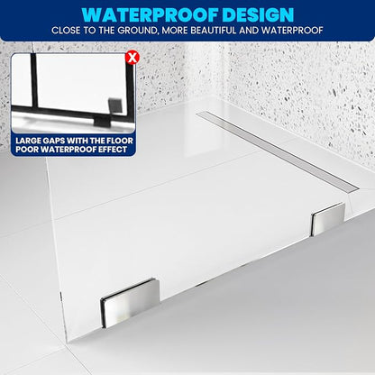 Bathroom Shower Glass Door 24 * 78" - 5/16"(8mm) Thick Clear Tempered Glass Panel, Fixed Hinged Framless Shower Glass Door with Clamps, Chrome