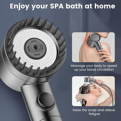 Filtered Shower Head with Handheld,High Pressure 5 Mode Shower with Filters | ON/OFF Switch Shower Filter Head for Hard Water, Remove Chlorine, Reduce Dry Itchy Skin,Holder & 60'' Hose Showerhead