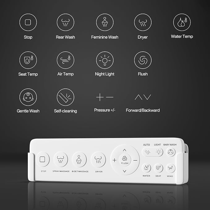One Piece Smart Bidet Toilet, Foot Sensor Flush, Wash & Dry, White | Off Seat Auto Flush, Heated Seat, Instant Warm Water, Self Cleaning Wand, Adjustable Wash Settings, Pre Wet, Night Light