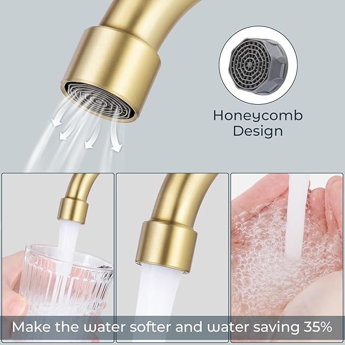 4 inches Bathroom Faucet for 3 Hole,2-Handle Bathroom Sink Faucets with Pop Up Drain (Brush Gold)
