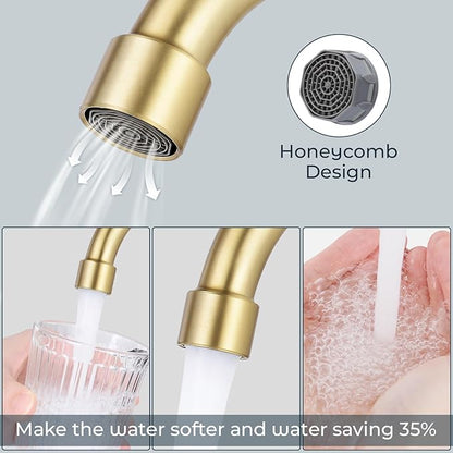 4 inches Bathroom Faucet for 3 Hole,2-Handle Bathroom Sink Faucets with Pop Up Drain (Brush Gold)