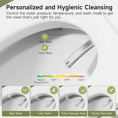 Nordic Smart Toilet with Built in, Auto Open Close Lid,Tankless One Piece Toilet, ADA Comfort Height, 1.28 GPF Auto Dual Flush, Heated Seat, Warm Air Dryer & Digital Display