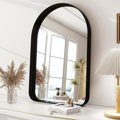 36"x24" Arched Bathroom Mirror - Modern Black Mirror for Wall with Rounded Corners, Bathroom Mirror for Vanity, Aluminum Alloy Framed Mirror - for Living Room, Bedroom, Cloakroom