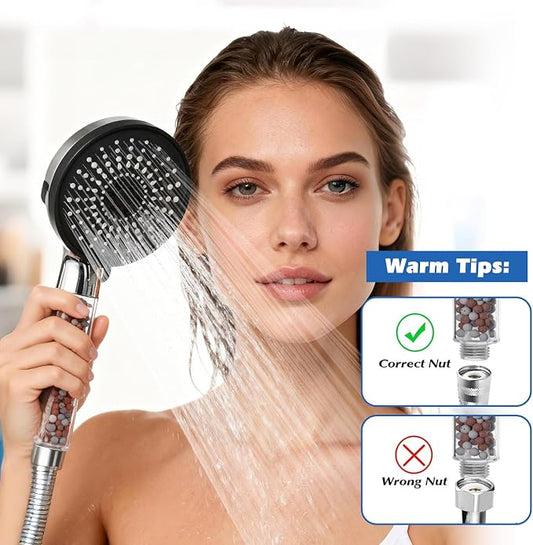 Filtered Shower Head,8”Rain Shower Head with Handheld Spray Combo with 11'' Angle Adjustable Extension Arm/Flow Regulator/Shower System,High Pressure Rainfall Shower Head Bathroom,Chrome