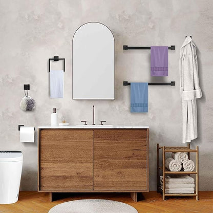 5 Pieces Towel Bar Set Matte Black Bathroom Hardware Accessories Set Include Towel Rack TP Holder Towel Ring Coat Hooks Stainless Steel Wall Mounted Towel Holder Set for Bathroom,23.6 in