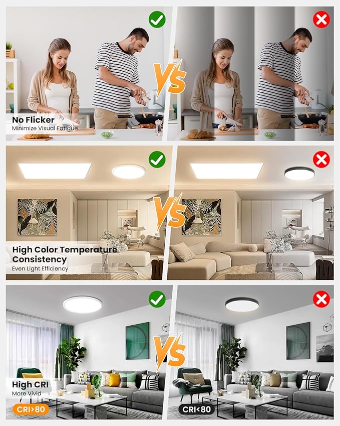 Flush Mount LED Ceiling Light - 9 Inch 18W, 0.67 Inch Super Slim Round LED Ceiling Lamps, Dimmable Low Profile Light Fixture for Laundry, Utility Room, 9 Inch 4Pack Black