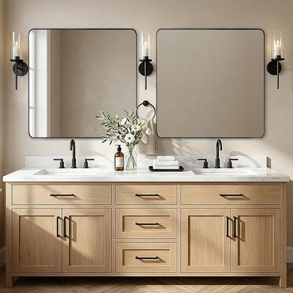 Black Bathroom Mirrors for Over Sink, 36x36 Inch Matte Black Mirror for Bathroom, Rectangle Metal Vanity Mirror for Wall-Modern Clean Design with Superior Stainless Steel Frame