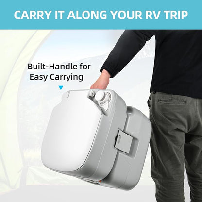 YITAMOTOR Portable Toilet 5.8 Gallon, Camping Porta Potty, RV Toilet with Handle Pump, Level Indicator, for Motorhome Travel, Car, Boat, Indoors and Outdoors | Camping Porta Potty, RV Toilet with Handle Pump, Level Indicator, for Motorhome Travel, Car,...