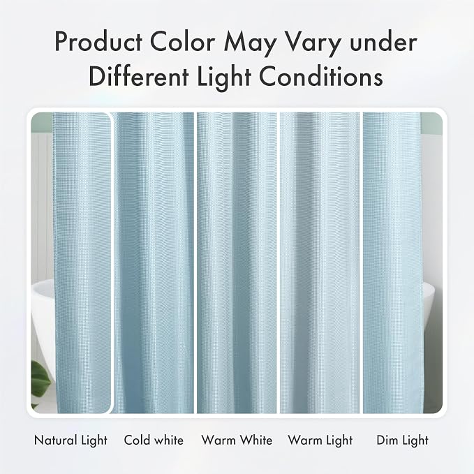 AmazerBath Small Shower Curtain Waffle, Stall Shower Curtain, Fog Blue Shower Curtain Fabric, Hotel Quality Bathroom Shower Curtains, Heavy Duty, 36 x 72 Inches