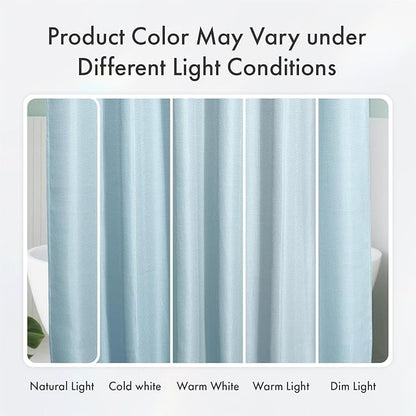 AmazerBath Fog Blue Shower Curtain Waffle Textured, Fabric Shower Curtain Thick Heavy Duty 240GSM Hotel Quality Bathroom Shower Curtains, 72 x 78 Inches