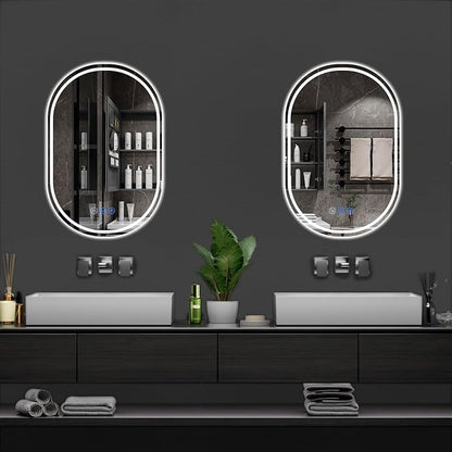 Oval LED Bathroom Mirror, 22"x 32" Frameless Lighted Mirror | LED Mirror with Front Light & Backlit, Anti-Fog, Dimmable Wall Mounted Lighted Mirror, Pill-Shaped Smart Bathroom Mirror