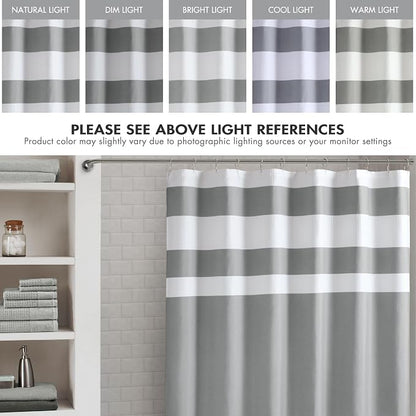 Madison Park Spa Waffle Shower Curtain Pieced Fabric with 3M Scotchgard Moisture Management Modern Home Bathroom Decorations, Tall 72"x84", Grey | Striped, Pieced Fabric Design, 3M Scotchgard Moisture Management, Hotel Quality, Modern, for Bathroom, OE...