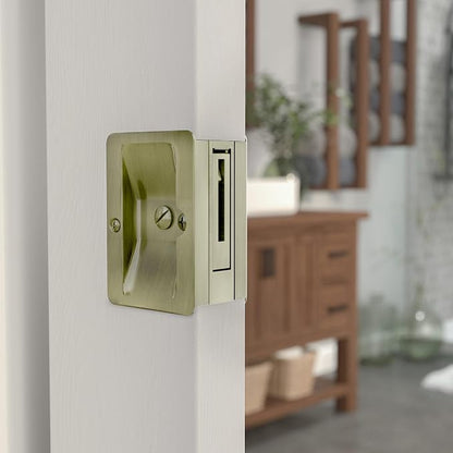 Richelieu | Onward Privacy Pocket Door Pull, Rectangular, Antique Brass