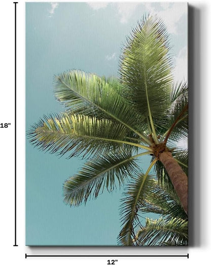 Renditions Gallery Nature Canvas Wall Art Paintings for Wall Decoration Palm Tree Sunlight Sky View Wall Hanging Tropical Artwork Prints for Bedroom Living Room Office Kitchen - 12"x18" LT02