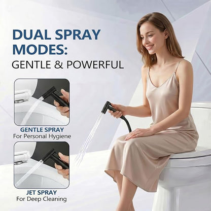 TRIPHIL Handheld Bidet Sprayer for Toilet, Adjustable Water Pressure Jet Bidet Attachment with Leak-Proof 304 Stainless Steel T-valve for Bathroom Cleaning, Cloth Diaper/Feminine Wash, Matte Black