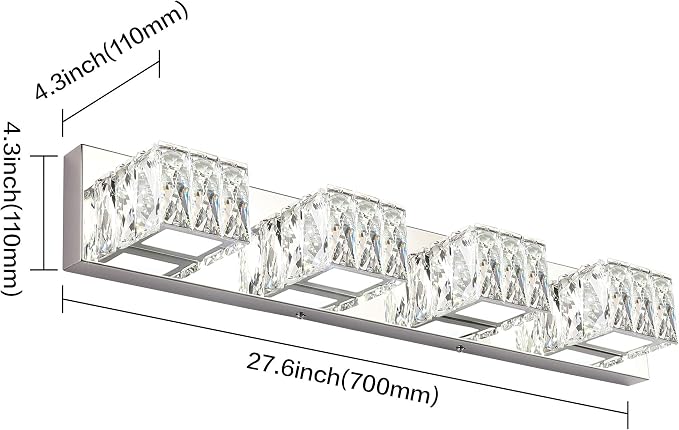 Modern Bathroom Light Fixtures - Crystal 4 Light Bathroom Vanity Light 5CCT Dimmable - LED Chrome Vanity Lighting Fixture