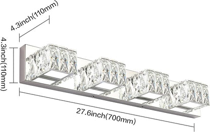 Modern Bathroom Light Fixtures - Crystal 4 Light Bathroom Vanity Light 5CCT Dimmable - LED Chrome Vanity Lighting Fixture