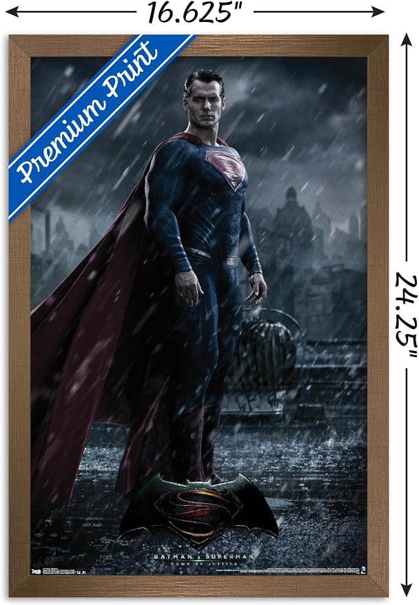 Trends International DC Comics Movie - Batman v Superman - Superman Wall Poster, 14.725" x 22.375", Bronze Framed Version