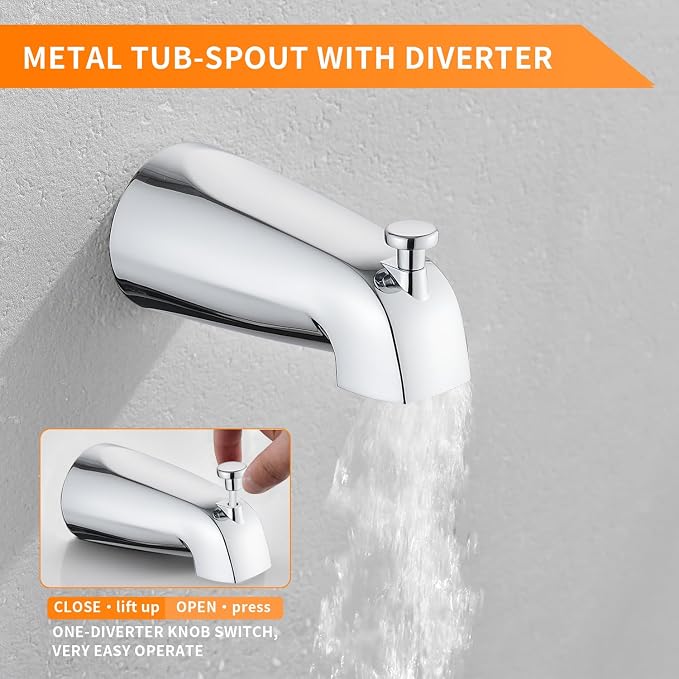 Tub Shower Faucet Set With Head & Spout Chrome