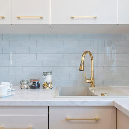 2026 New Upgrade Peel and Stick Backsplash Tile, Peel and Stick 11.34" X 11.57" Wall Tile for Kitchen, Bathroom, Fireplace, Laundry (Polished Marble White Blue, 5 Packs)