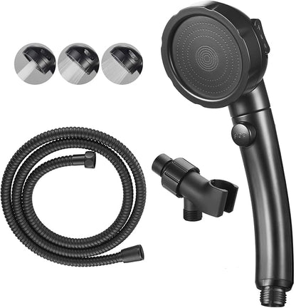 KAIYING High Pressure Handheld Shower Head with ON/OFF Pause Switch, 3 Spray Modes Shower Wand with Shut Off Button, Removable Camper Shower Head with Hose and Adjustable Angle Bracket (Black) | 3 Spray Modes Shower Wand with Shut Off Button, Camper & ...