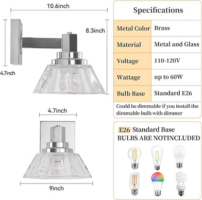 Chrome Wall Sconce 1 Light Bathroom Vanity Light Modern Wall Light Fixture for Bathroom