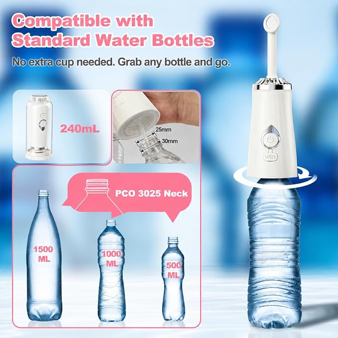 Portable Bidet for Travel - IPX7 Waterproof & 4 Spray Modes | 2 Quick‑Detachable Nozzles, Electric Handheld Bidet for Women, Compact Design for Home Travel Postpartum Personal Hygiene