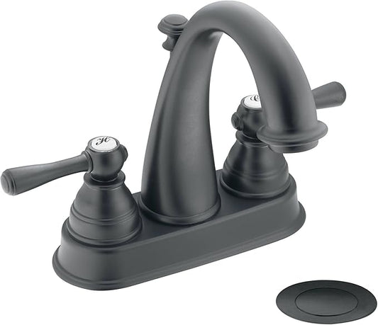 Moen 6121WR Kingsley Two-Handle High-Arc Bathroom Centerset Faucet with Drain Assembly, Wrought Iron