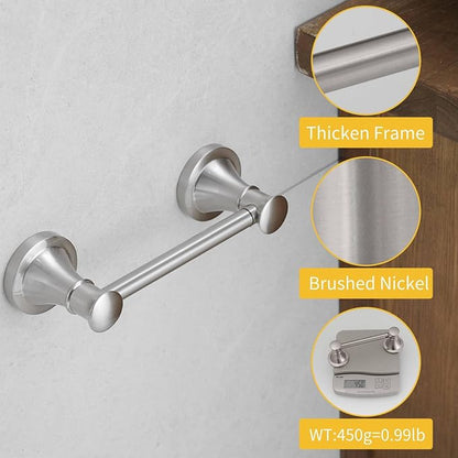 Bathroom Toilet Paper Holder Wall Mount Tissue Holder Brushed Nickel | Rustproof Toilet Tissue Roll Holder, Flexible Double Post Pivoting Handle, Bathroom Accessories SUS304 Stainless Steel