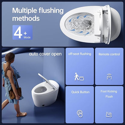 Smart Toilet with Built In Luxury Bidet, Heated Seat,Warm Water and Dryer, Elongated Egg Shape Japanese Toilet with Auto Flush, Auto Open and Close Lid, TEMP Display