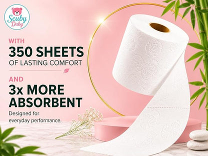 Bamboo Toilet Paper | 24 Mega Rolls | 3-Ply | 350 Sheets | PFAS Free | FSC Certified | Septic Safe | Tree-Free Toilet Tissue | Soft & Strong for Sensitive Skin | Plastic-Free Packaging