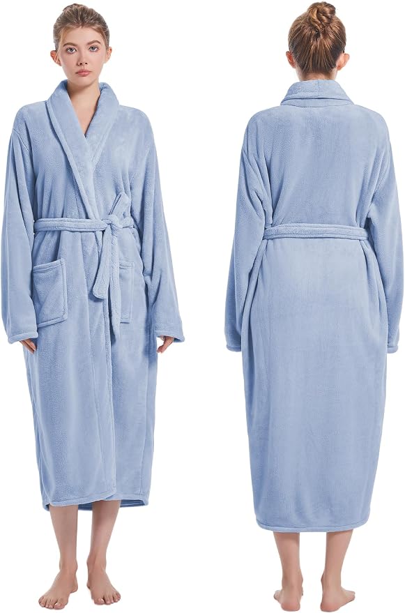 Soft Robe For Women，Warm Plush Bath Robes Female，Spa Towel After Shower Lightweight Long Bathrobe