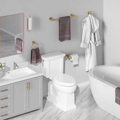USHOWER Brushed Gold Bathroom Accessories Set, 18-Inch Towel Bar Set Wall Mounted, Durable SUS304 Stainless Steel Bathroom Hardware Set, 4-Piece