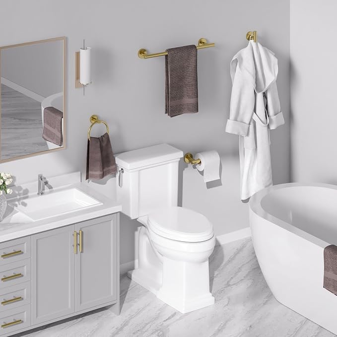 8PCS Brushed Gold Bathroom Hardware Set, 18-Inch Towel Bar Set | Durable SUS304 Stainless Steel Bathroom Accessories Set, Towel Racks for Bathroom Wall Mounted, Modern Home Decor