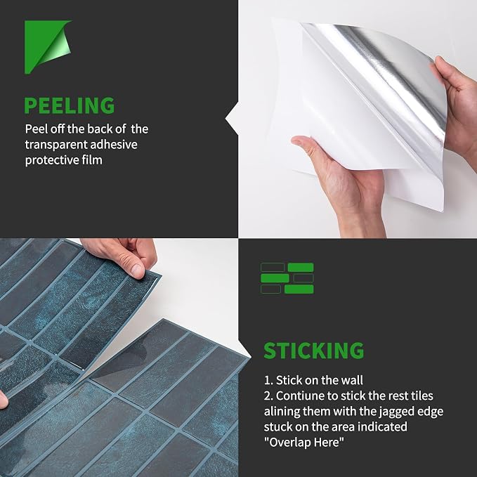LONGKING 10-Sheet Blue Peel and Stick Backsplash for Kitchen Wall, Kitchen Backsplash Wall Tile, Waterproof Back Splash Stick on Tiles for Bathroom | Peel and stick backsplash, self-adhesive wall tile, Blue, waterproof, kitchen bathroom wall, 10-sheet,...