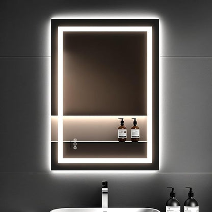 36x24 Inch LED Bathroom Mirror with Lights, Anti-Fog, Dimmable | Backlit & Front Lit Lighted Vanity Mirror for Wall, Smart Bathroom Mirror with Memory Function, Tempered Glass