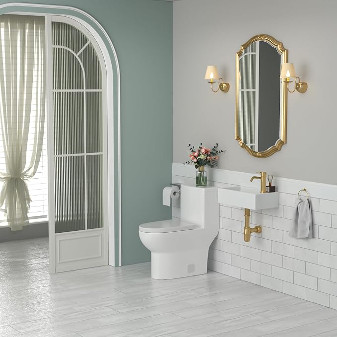 Wall Mount White Ceramic Bathroom Sink | Beslend 18x10 Small Wall Mounted Rectangle Sink White Porcelain Sink with Single Faucet Hole Wall Hung Hand Wash Art Basin
